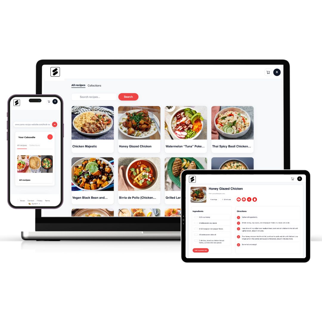 Recipe website on tablet